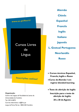 Cursos Livres de Língua - Universidade de Coimbra