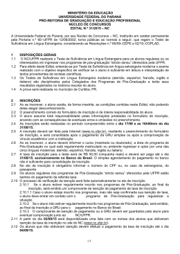 A Universidade Federal do Paran&aacute;, por sua Comiss&atilde;o - NC