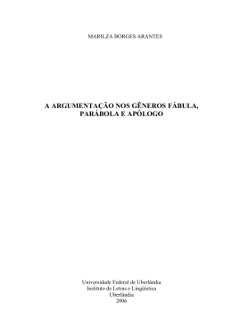 a argumenta&ccedil;&atilde;o nos g&ecirc;neros f&aacute;bula, par&aacute;bola e ap&oacute;logo