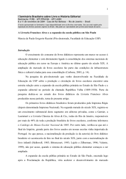 1 I Seminário Brasileiro sobre Livro e História Editorial A Livraria