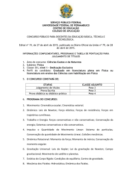 Edital Complementar F&iacute;sica - Universidade Federal de Pernambuco