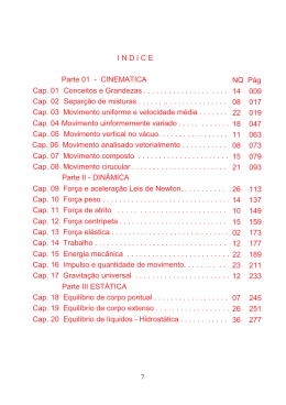 I N D I C E Parte 01 - CINEMATICA Cap. 01 Conceitos e Grandezas