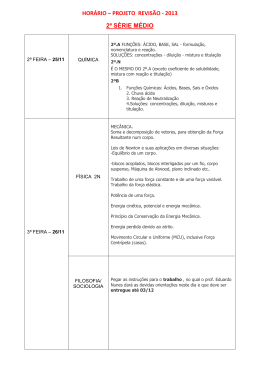 HOR&Aacute;RIO &ndash; PROJETO REVIS&Atilde;O