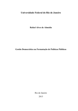 Gest&atilde;o Democr&aacute;tica na Formata&ccedil;&atilde;o de Pol&iacute;ticas P&uacute;blicas