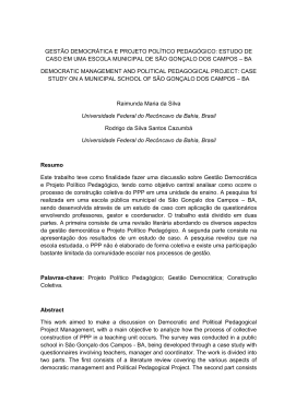 gest&atilde;o democr&aacute;tica e projeto pol&iacute;tico pedag&oacute;gico