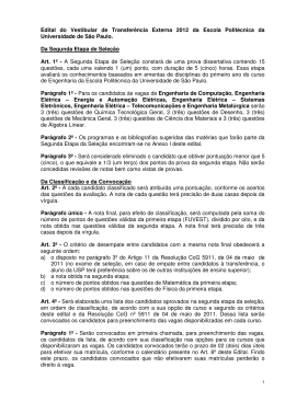 Edital do Vestibular de Transfer&ecirc;ncia Externa 2012 da Escola