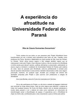 A experi&ecirc;ncia do afroatitude na Universidade Federal do Paran&aacute;