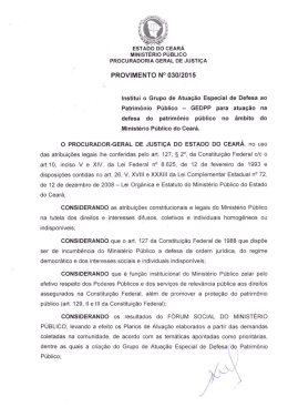 Provimento N&ordm;030/2015 - Minist&eacute;rio P&uacute;blico do Estado do Cear&aacute;