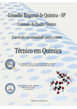 Proposta de curr&iacute;culo para cursos T&eacute;cnico em Qu&iacute;mica