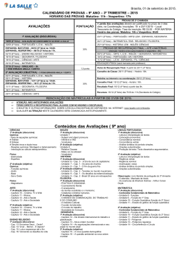 CALENDÁRIO DE PROVAS 2007