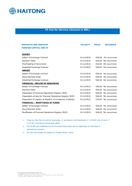 E TARIFAS DE C&Acirc;MBIO (Valores expressos em