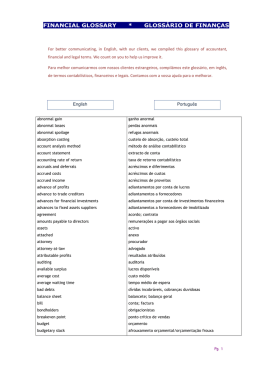 FINANCIAL GLOSSARY * GLOSSÊRIO DE FINANÇAS