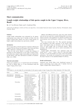 Length-weight relationships of fish species caught in the Upper