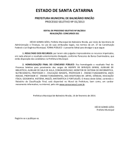 EDITAL DE PROCESSO SELETIVO N&ordm; 05/2014