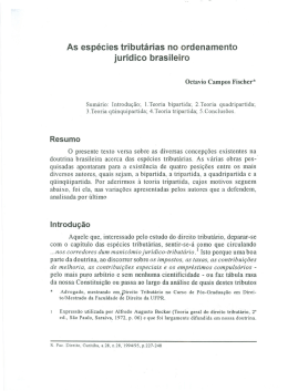 As esp&eacute;cies tribut&aacute;rias no ordenamento jur&iacute;dico brasileiro