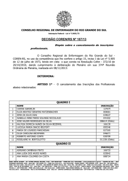 Decis&atilde;o COREN-RS n&ordm; 187/2013