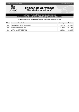 Rela&ccedil;&atilde;o de Aprovados