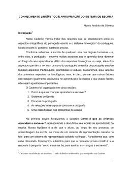 conhecimento lingüístico e apropriação do sistema de