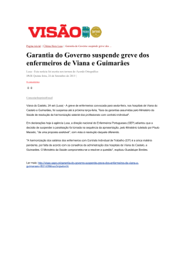 Garantia do Governo suspende greve dos enfermeiros de Viana e