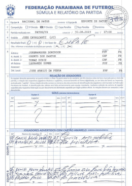 IIIÊFF inIMULA E RELATÓRIO oA PARTIDA é As