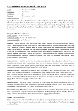 43&ordm; JOGOS REGIONAIS DA 3&ordf; REGI&Atilde;O ESPORTIVA