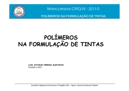 POL&Iacute;MEROS NA FORMULA&Ccedil;&Atilde;O DE TINTAS