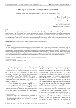 A Produ&ccedil;&atilde;o Cient&iacute;fica sobre a Forma&ccedil;&atilde;o de Psic&oacute;logos no