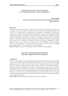a pesquisa em educa&ccedil;&atilde;o no brasil e a constitui&ccedil;&atilde;o do