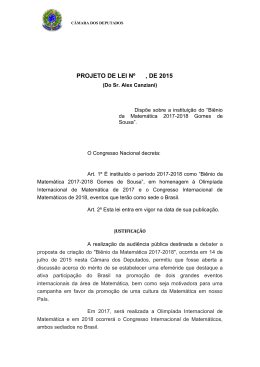 PROJETO DE LEI Nº , DE 2015