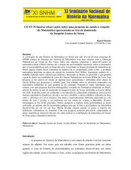 Primeiras observa&ccedil;&otilde;es sobre uma proposta de estudo a
