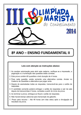 8&ordm; ANO &ndash; ENSINO FUNDAMENTAL II - Marista Centro