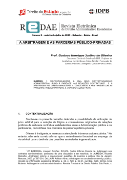 A ARBITRAGEM E AS PARCERIAS P&Uacute;BLICO