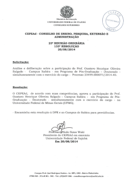 AN&Aacute;LISE E DELIBERA&Ccedil;&Atilde;O SOBRE A PARTICIPA&Ccedil;&Atilde;O DO PROF