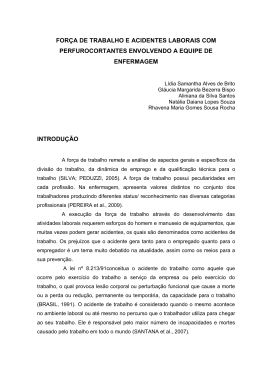 for&ccedil;a de trabalho e acidentes laborais com perfurocortantes