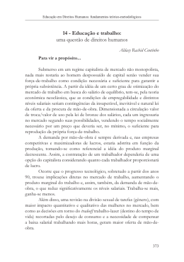 14 - Educa&ccedil;&atilde;o e trabalho: uma quest&atilde;o de direitos humanos