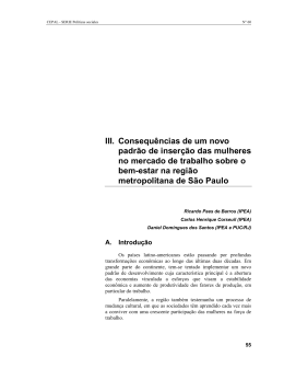 III.Consequ&ecirc;ncias de um novo padr&atilde;o de inser&ccedil;&atilde;o das mulheres no
