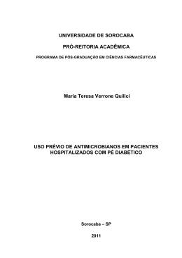 uso pr&eacute;vio de antimicrobianos em pacientes hospitalizados com p&eacute;