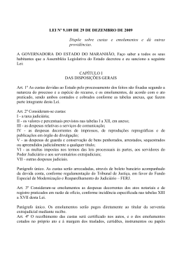 LEI N&ordm; 9.109 DE 29 DE DEZEMBRO DE 2009 Disp&otilde;e sobre custas e