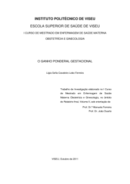 Ganho ponderal gestacional - Reposit&oacute;rio Cient&iacute;fico do Instituto