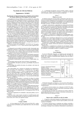 Regulamento e Plano de Estudos do Mestrado Integrado em Medicina