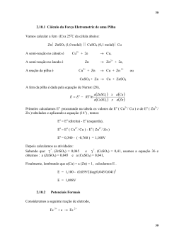 2.10.1 C&aacute;lculo da For&ccedil;a Eletromotriz de uma Pilha