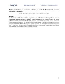Pr&aacute;ticas, Indicadores de desempenho e Custos na Gest&atilde;o