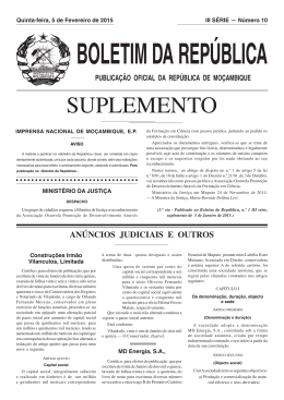SUPLEMENTO - Portal do Governo de Mo&ccedil;ambique