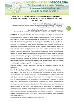AN&Aacute;LISE DOS PROCESSOS EROSIVOS LINEARES - Unifal-MG
