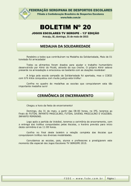 JETVSE Boletim N°020 - Federação Sergipana de Desportos