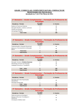 grade curricular complementar para forma&ccedil;&atilde;o de