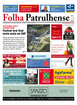 festival ter&aacute; final nesta sexta em SAP