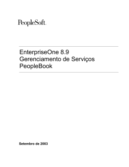 EnterpriseOne 8.9 Gerenciamento de Servi&ccedil;os PeopleBook