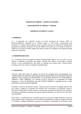 Dispensa n 13 2014 FUMTRAN Fornecimento de materiais para