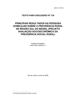 principais resultados da pesquisa domiciliar sobre a